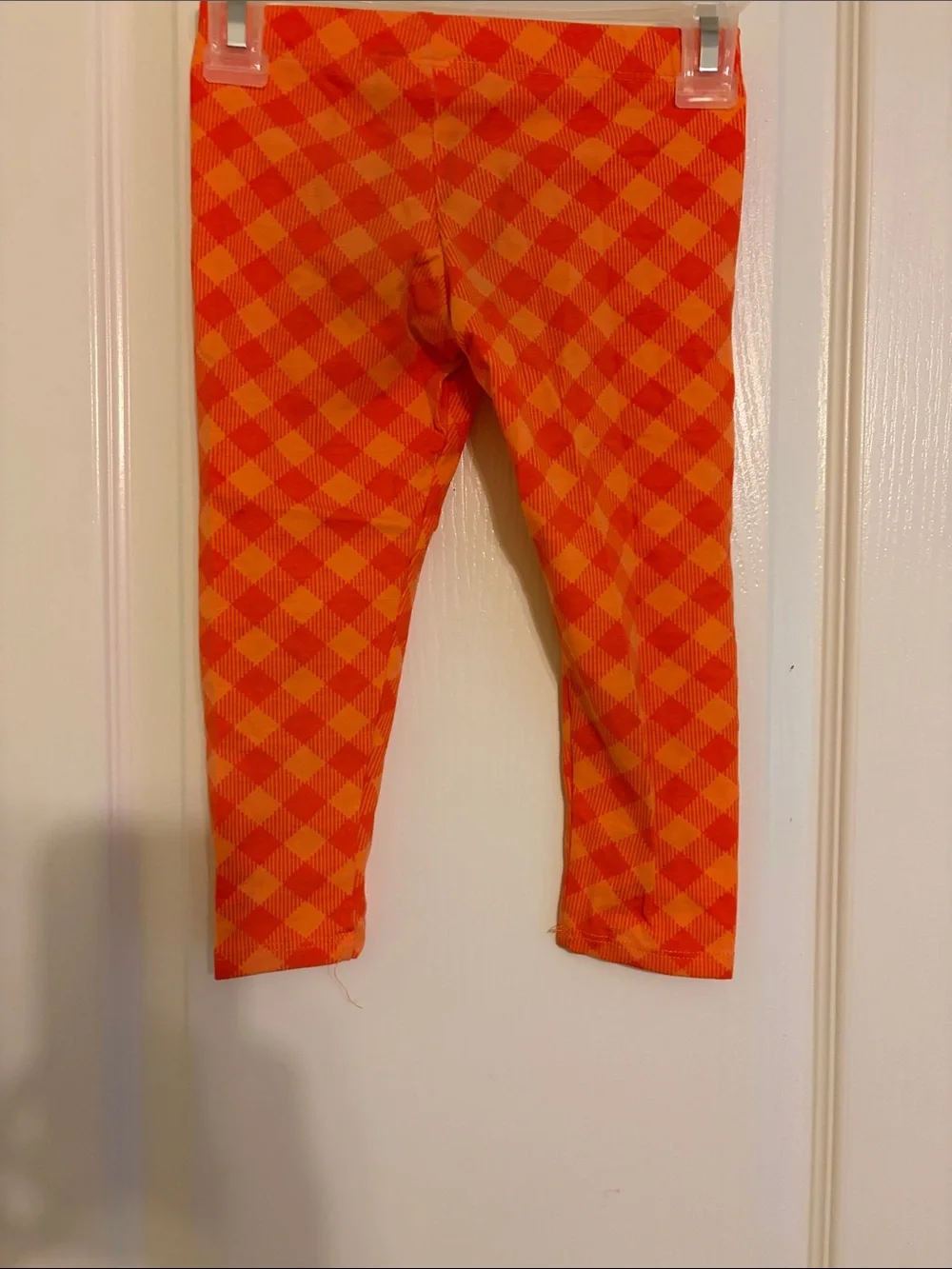Rare Editions Cream and Orange Pumpkin Tunic with Plaid Leggings